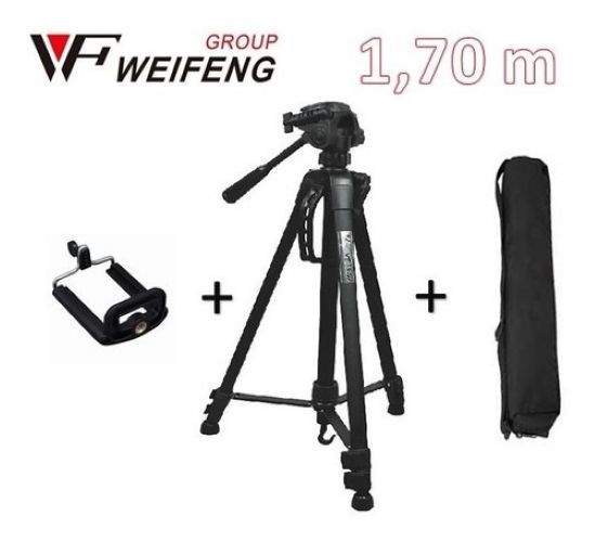 Tripode Parante 1.70 M+adaptador Para Celular + Funda WT-3560BT- NEGRO