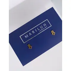 GENERICO - Aretes Acero - Triple Corazón - Dorado