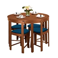 GENERICO - Juego de Comedor Circular Anabella 4 Sillas Color Cobalto