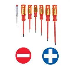 TRUPER - Juego de 6 desarmadores dieléctricos 1000V y probador de corriente