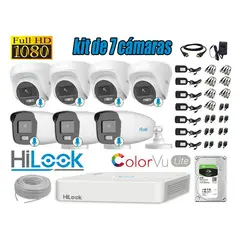 HILOOK - CÁMARAS SEGURIDAD KIT 7 FULL HD - COLORVU LITE NOCHE COLOR 2TB
