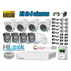 HILOOK - CÁMARAS SEGURIDAD KIT 8 FULL HD - COLORVU LITE NOCHE COLOR 2TB