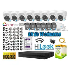 HILOOK - CÁMARAS SEGURIDAD KIT 14 FULL HD - COLORVU LITE NOCHE COLOR 2TB