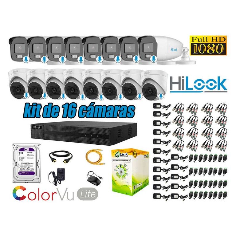 CÁMARAS SEGURIDAD KIT 16 FULL HD - COLORVU LITE NOCHE COLOR 2TB