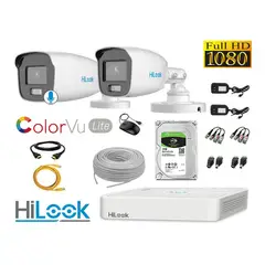 HILOOK - CÁMARAS SEGURIDAD EXTERIOR KIT 2 1080P COLORVU LITE NOCHE COLOR