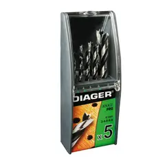 DIAGER - JUEGO DE BROCAS PARA MADERA 3 PUNTAS 3,4,5,8mm. x 5 PIEZAS - DIA907B