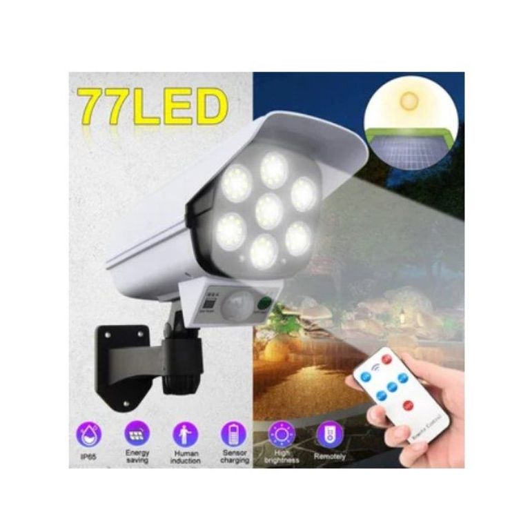 Lámpara foco luz led solar con sensor recargable +control remoto