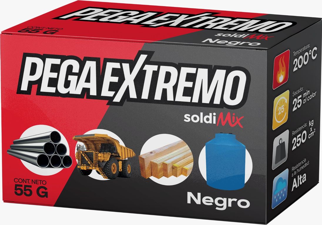 Soldadura Industrial en Frio Pega Extremo x 55gr - Negro