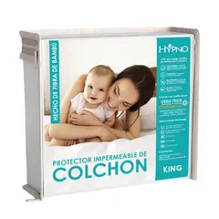 HYPNO HOME - Protector Colchón Impermeable King Amoldable de Bambú - Blanco