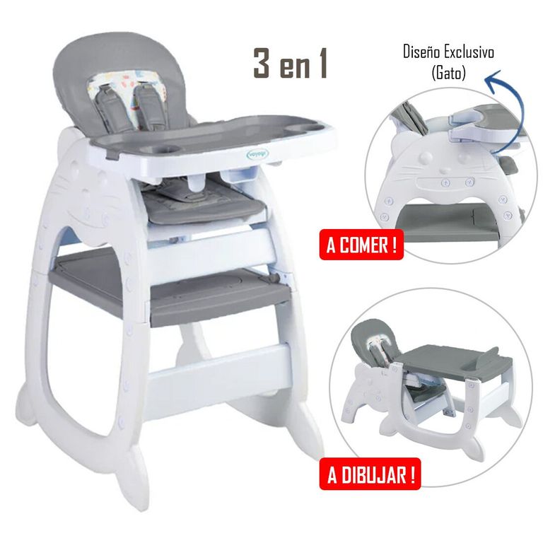Silla de Comer Gato 3 en 1 Gray