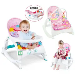 IDEAL - Silla de Comer Mecedora 3 en 1 con Vibrador Music Rosado