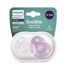 AVENT - CHUPONES DE SILICONA DE 0 A 6 MESES PACK 2 UNI NIÑA
