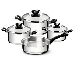 TRAMONTINA - Juego de Ollas 7 Piezas Solar Acero Inoxidable Baquelite 65720/066