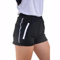 KINETIX - Short Urbano FT Algodón Spandex Tiro Medio Mujer Negro