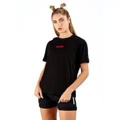 KINETIX - Polo Manga Corta Printed Logo Tee Algodón Mujer Negro