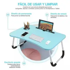 GENERICO - Mesa plegable para laptop celeste Posavaso