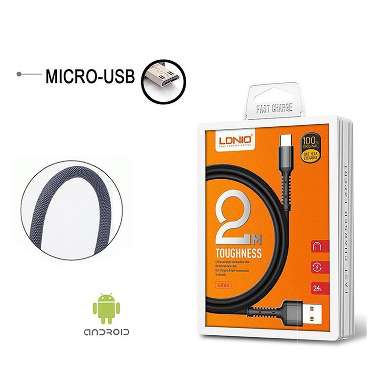 Cable Micro Usb V8 Fast Charge 2mt Anti Quebraduras