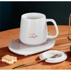 GENERICO - Calentador de taza electrico cucharita dorada - blanco