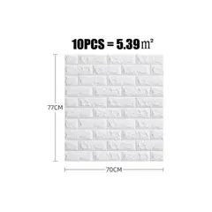 GENERICO - Papel tapiz autoadhesivo 3d ladrillo decorativo 10 pcs de calidad
