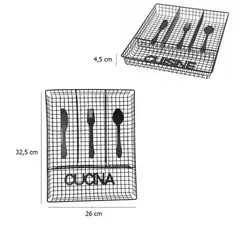 GENERICO - Cubiertero organizador de cubiertos de metal negro