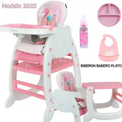 BABY HAPPY - Silla de Comer para Bebe 3 en 1 Multifuncion Pink