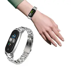 GENERICO - Correa Metal Acero Inox Pulsera Para Xiaomi Mi Band 6 5 4 3 Plata