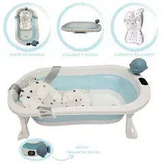 BABY KITS - Bañera Plegable JELLY Con Termostato Blue