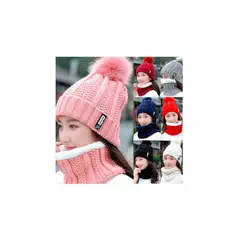 GENERICO - Gorro lana con cuellera tejido invierno forro polar