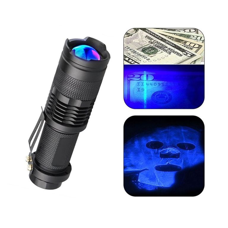 Detector Billetes Portatil En Linterna Luz Uv 365nm Con Zoom