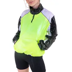 KINETIX - Casaca Cortavientos Deportiva Eclypse Amarillo Neón Mujer