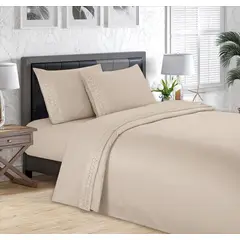 CASATEX - Juego de Sábanas 100%Algodón KING - BEIGE