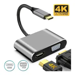 GENERICO - Cable Adaptador 4k convertidor usb tipo c a hdmi + vga thunderbolt 3 4