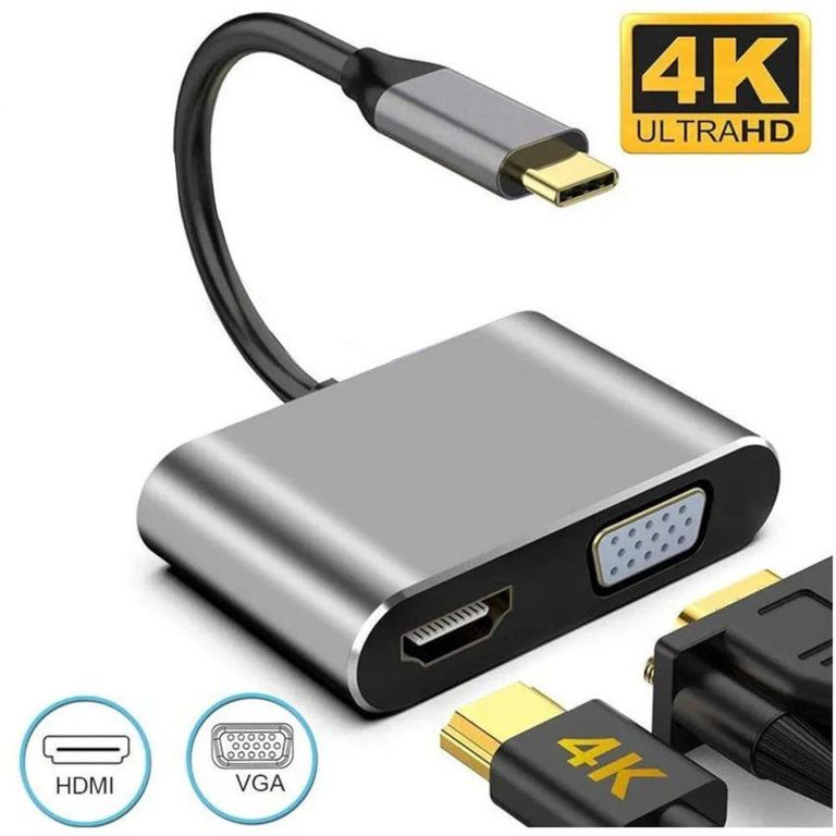 Adaptador 4k convertidor usb tipo c a hdmi + vga mac Samsung Lg