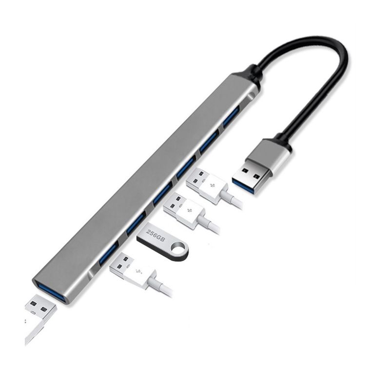 HUB USB 7 Puertos USB 3.0 de ALUMINIO para PC, Laptop y Android