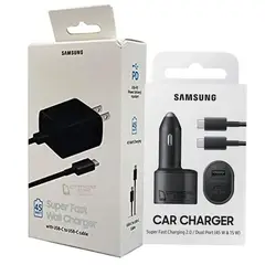 SAMSUNG - Cargador 45W Cargador Auto 45W 2en1 Negro
