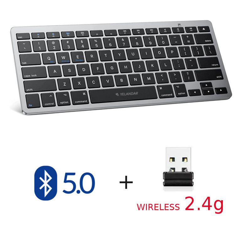 Teclado Inalambrico 2en1 bluetooth 5.0 + 2.4g Wireless Conex 3 Equipos Mac Ipad Tablets