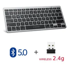 GENERICO - Teclado Inalambrico 2en1 bluetooth 5.0 2.4g Wireless mac ipad tablets