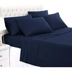 ARLIN TEXTIL - Sábanas 2 Plz Azul Marino Microfibra 150 Hilos