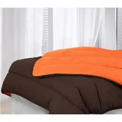 ARLIN TEXTIL - Edredon Damasco Bicolor Queen Color Naranja Marrón