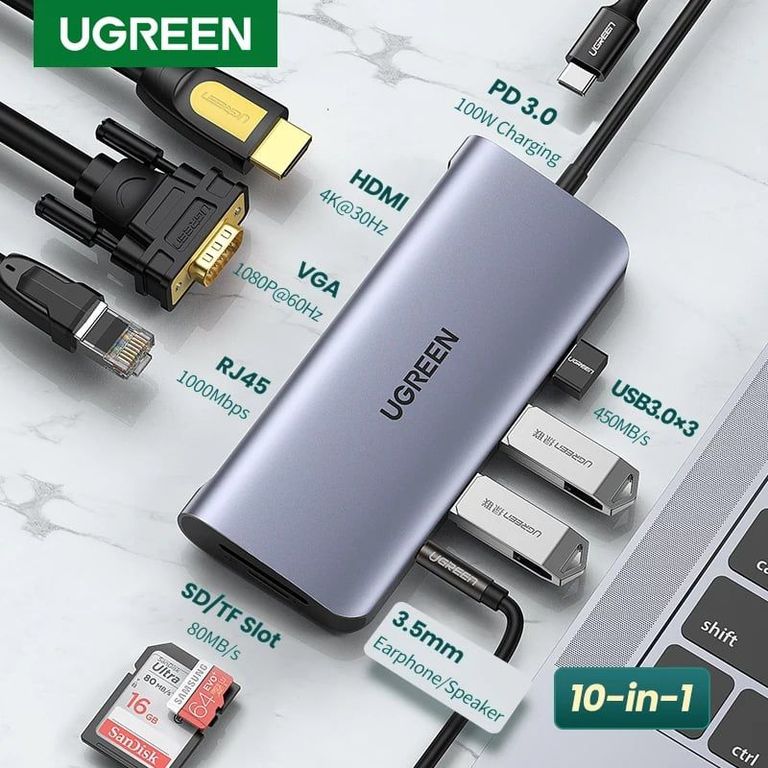 Adaptador Hub Usb C 10 En 1