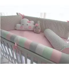 GENERICO - Set De Cuna - Diseño Zig Zag mixto Rosado