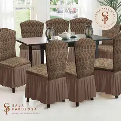 SALA FABULOSA - Funda de silla 8 piezas Sala fabulosa-Chocolate -Alto relieve diamante