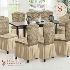 SALA FABULOSA - Funda de silla 8 piezas Sala fabulosa- Maíz - Alto relieve diseño diamante