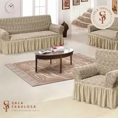 SALA FABULOSA - Funda de mueble 3-2-1 asientos Sala fabulosa-Maíz-Relieve espiral