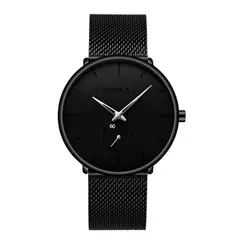 CRRJU - RELOJ NEGRO CASUAL ELEGANTE HOMBRE PLT122