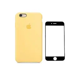 GENERICO - Case Silicona Iphone 7/8/Se Amarillo + Mica De Vidrio Completo