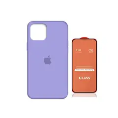 GENERICO - Case Silicona Iphone 11 Lila + Mica De Vidrio Completo