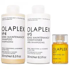 OLAPLEX - N°4 + N° 5 + N°7 Shampoo Reparador + Acondicionador + Aceite
