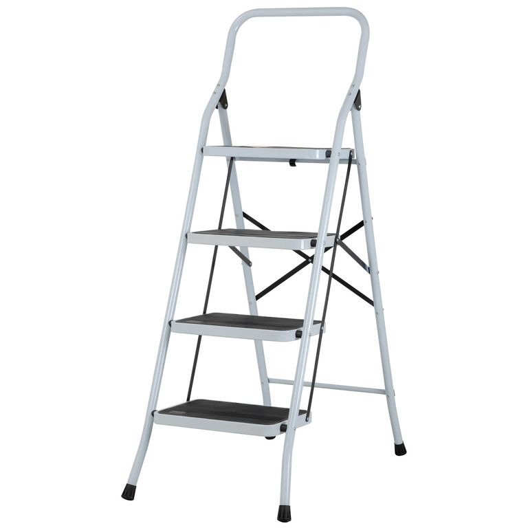 Escalera tubular plegable 4 peldaños de acero