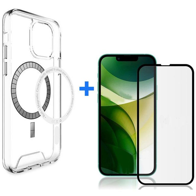 Space magsafe y vidrio 21d para iphone 13 pro max -transparente
